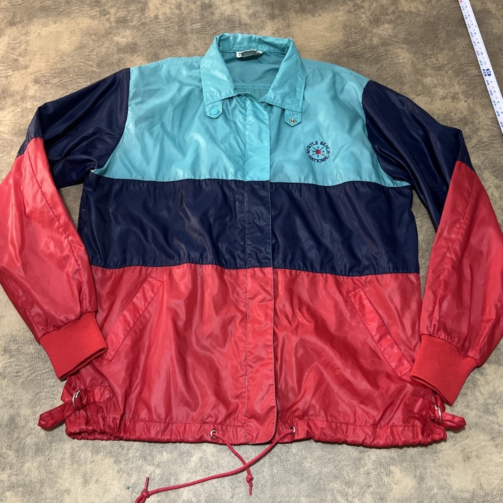 IZOD Club Jacket Women's XL Myrtle Beach Golf Bi-Swing Colorblock Full Zip VTG